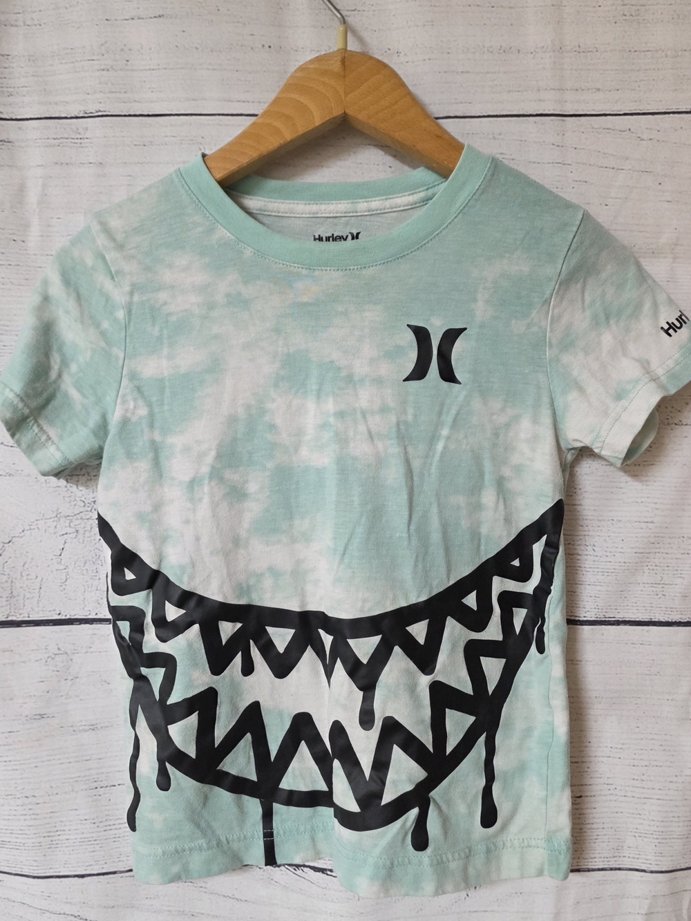 Hurley Mint Green Tie-Dye Tee with Black Graphic